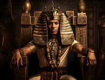 Pharaoh sitting on his throne from the story of Joseph