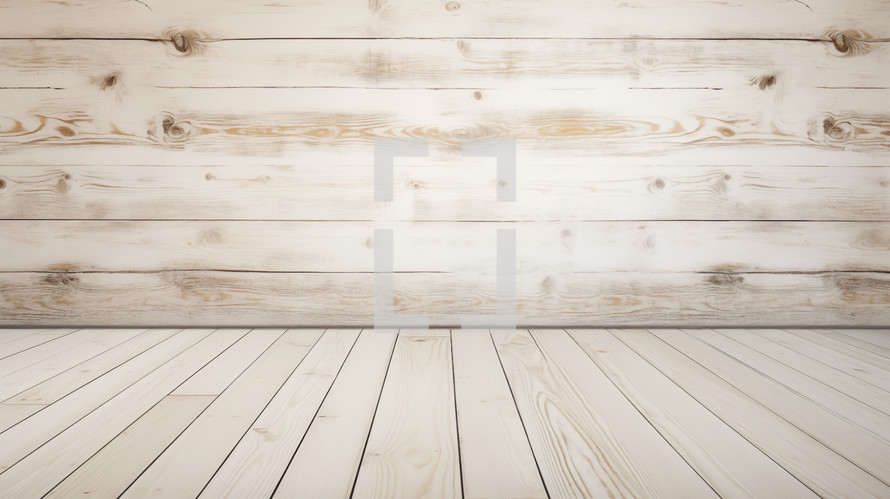 White washed wood floor and wall background.