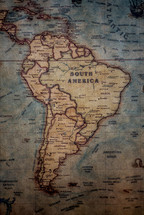 old map of South America 