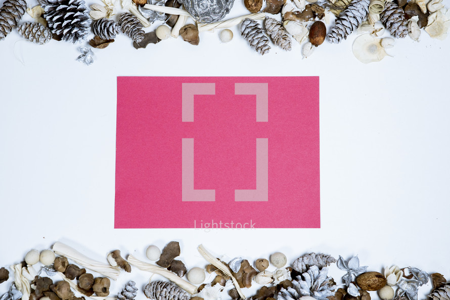 frosted pine cones border 