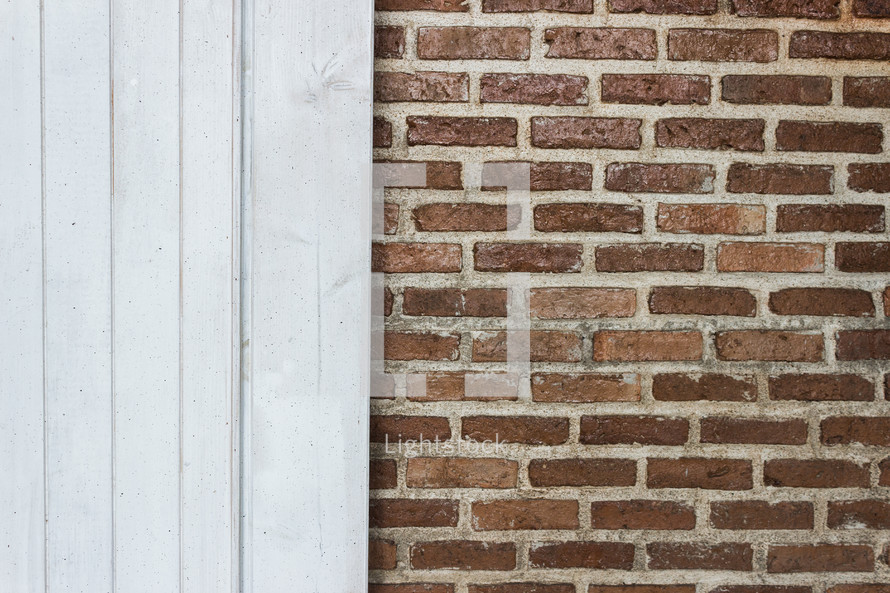 white trim and brick wall 