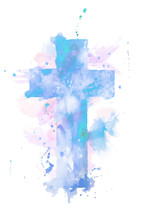 watercolor cross in blue 