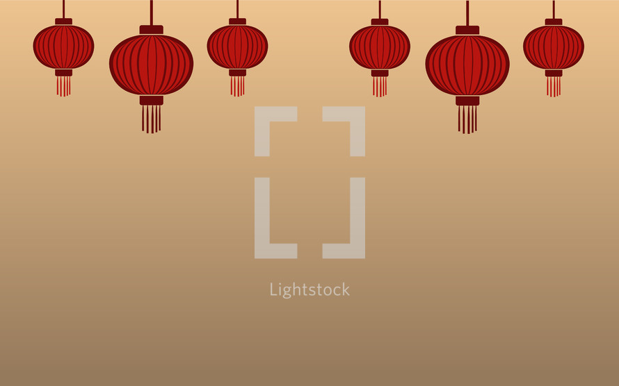 Red Chinese lantern on matte background 