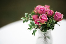pink roses in a vase 