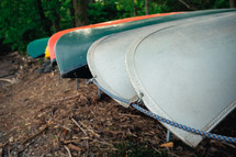 overturned canoes