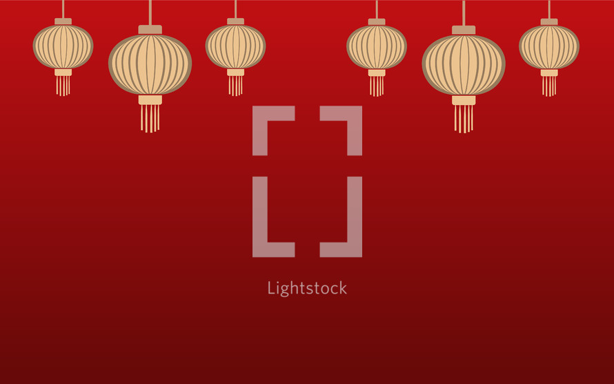 Chinese lanterns on red background 