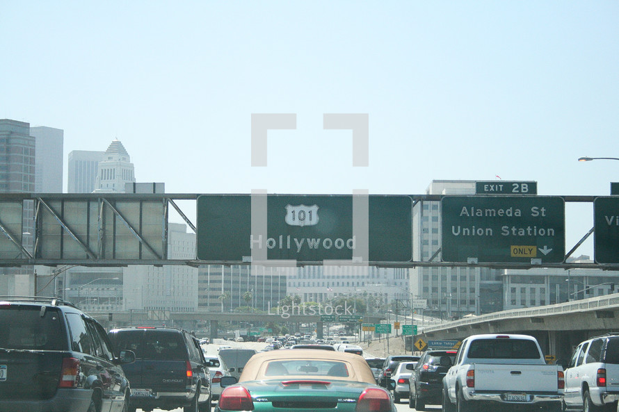 Hollywood freeway traffic.