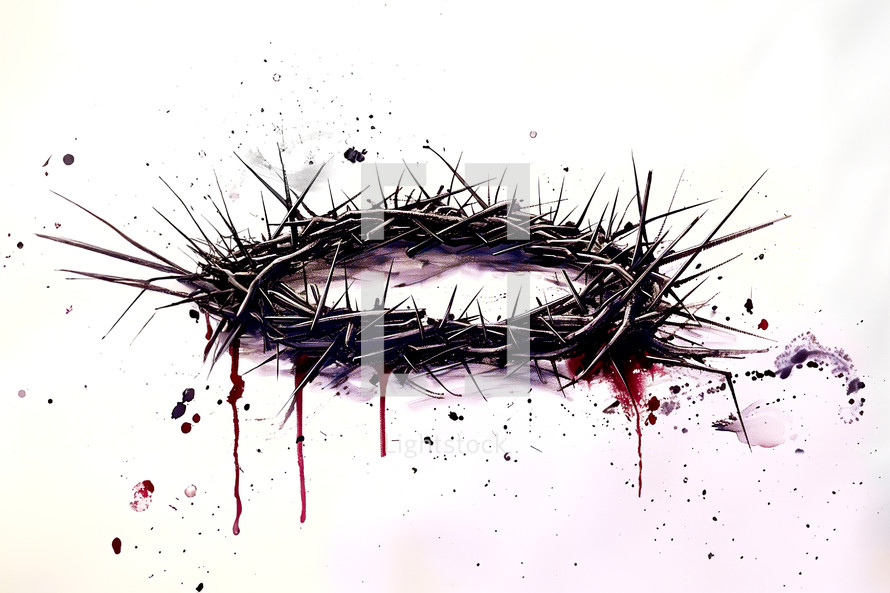 An ink painting of the crown of thorns