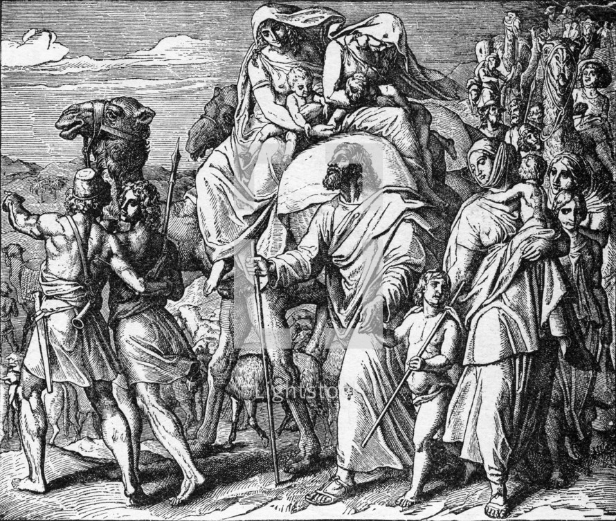 Jacob leaves for Canaan, Genesis 31, 17-18