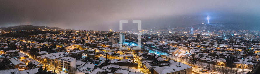 Snowy night in Tbilisi