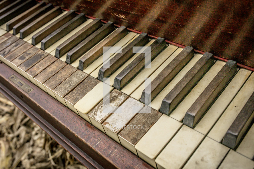 old piano outdoors 
