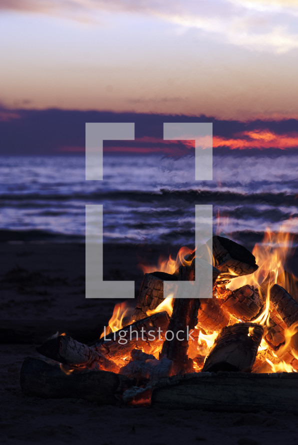 bonfire on a beach 