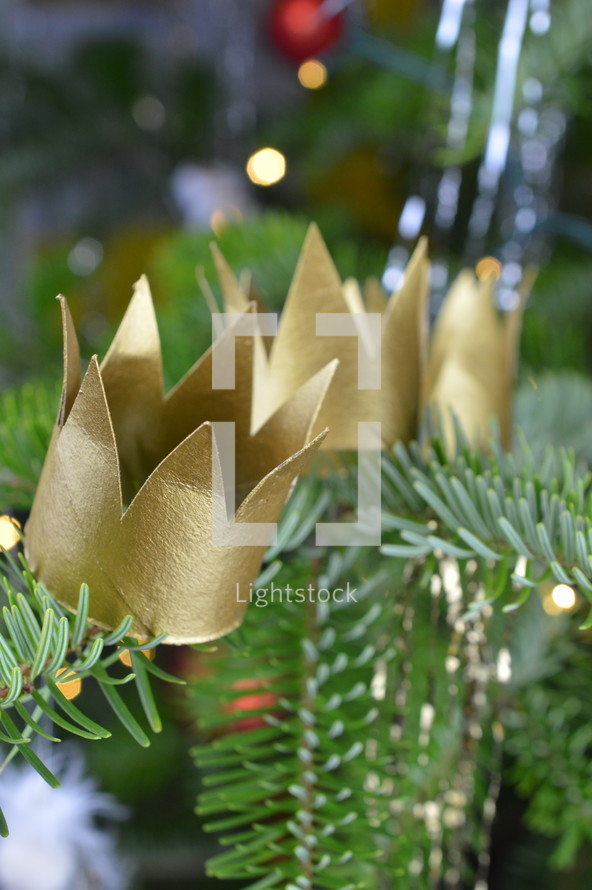 crowns on a Christmas tree