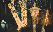 Glitter vintage street lamp Christmas decoration in the street