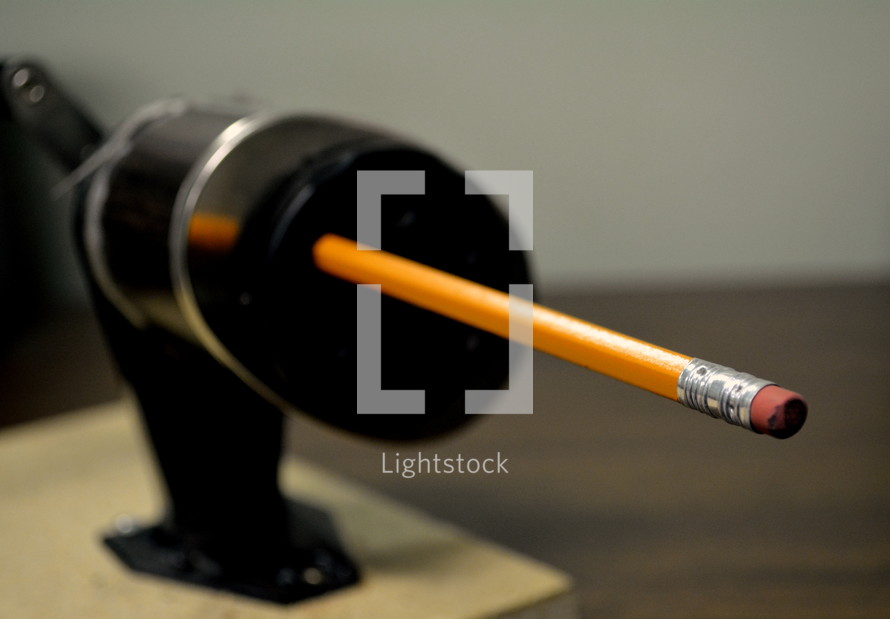 pencil in a pencil sharpener 