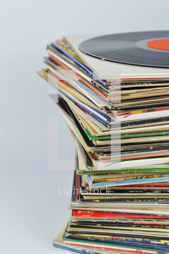stack of records 