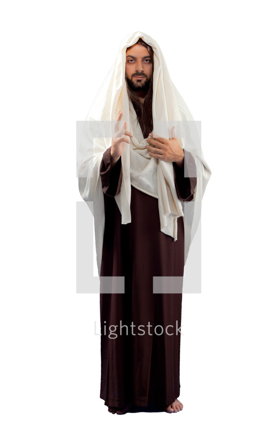 Jesus Christ full length on white background