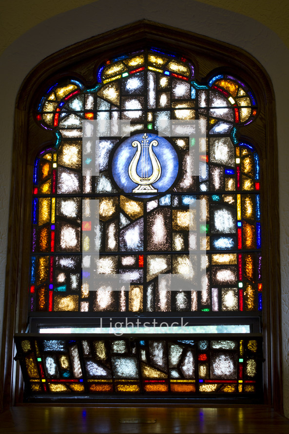 open stained glass window 