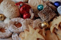Christmas cookies and Christmas ornaments 
