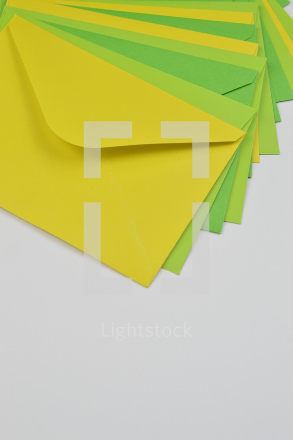 yellow and green envelopes 