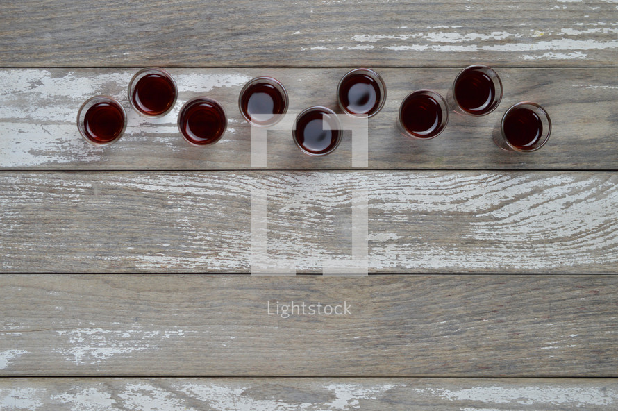 communion cups in a row 