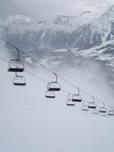 ski lift up a mountain 