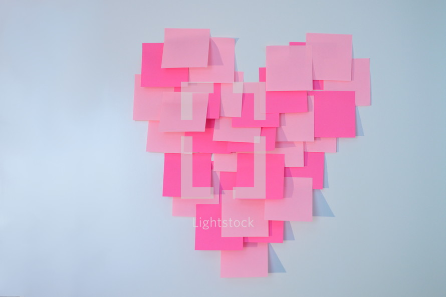 heart shape out of sticky notes 