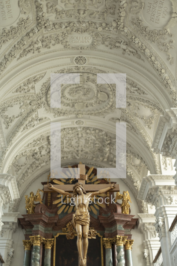 Crucifix in ornate church