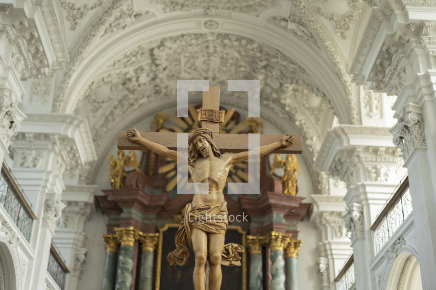 Crucifix in ornate church