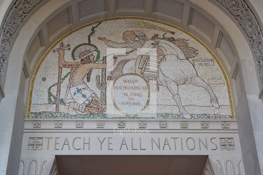 tile mosaic - teach ye all nations 