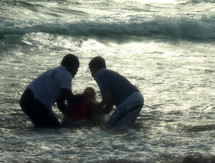 Baptism in the ocean.