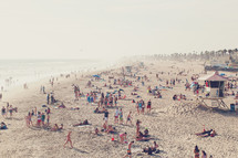 crowds on a beach 