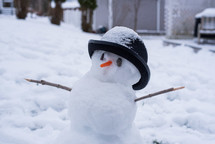 Snowman with a hat and carrot
