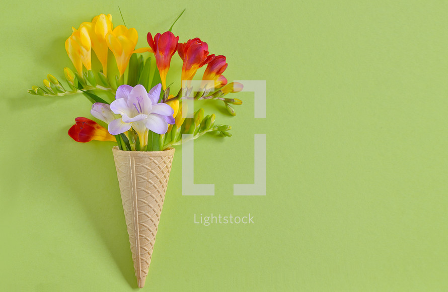 flowers in an ice cream cone 