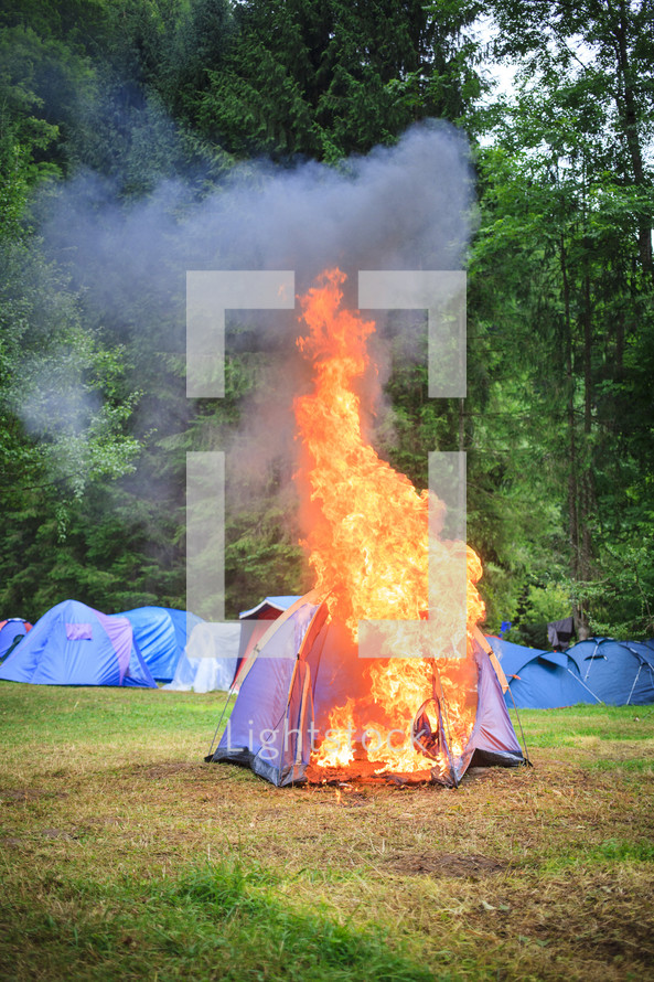 burning tent 