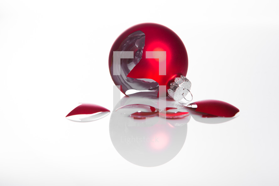broken red Christmas ornament 