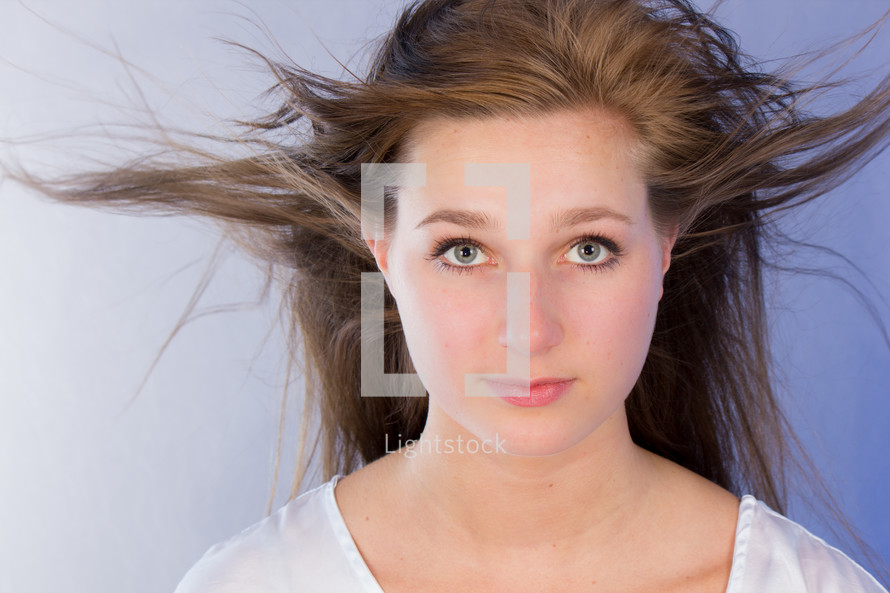 woman's hair blowing