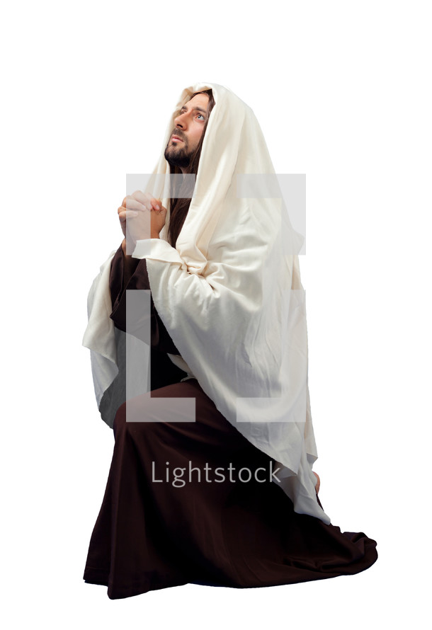 Jesus kneeling in prayer 