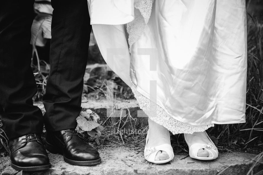 feet of the bride and groom 