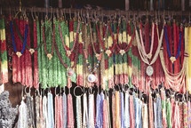 beaded necklaces at a market in Tibet