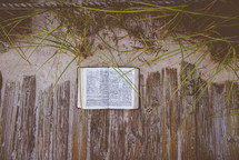open Bible on a beach boardwalk 