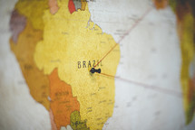 pin in a map of Brazil 
