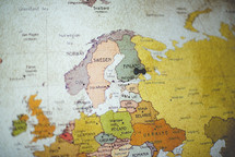 pin in Finland on a map 