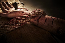 Jesus' hand nailed to the cross