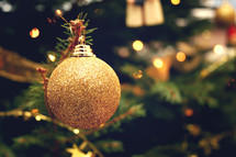 gold glitter Christmas ornament ball