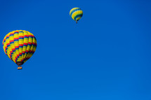 Hot air balloons two blue sky