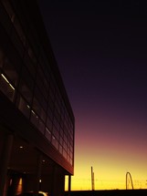 Sunset behind an office building