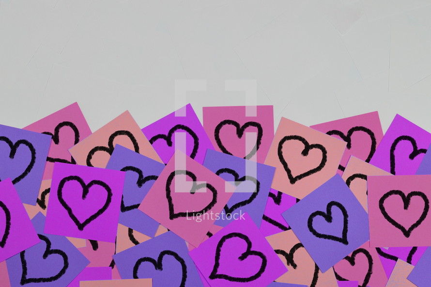 hearts on sticky notes 