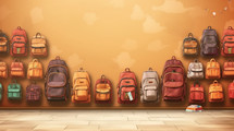 School bags copy space in the middle.