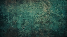 Vintage floral teal background. 
